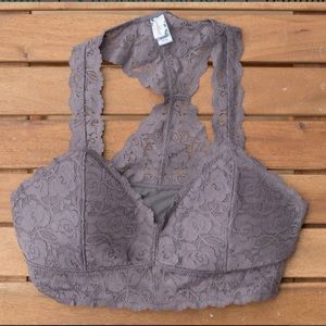 Midnight Grey Racerback Lace Padded Bralette